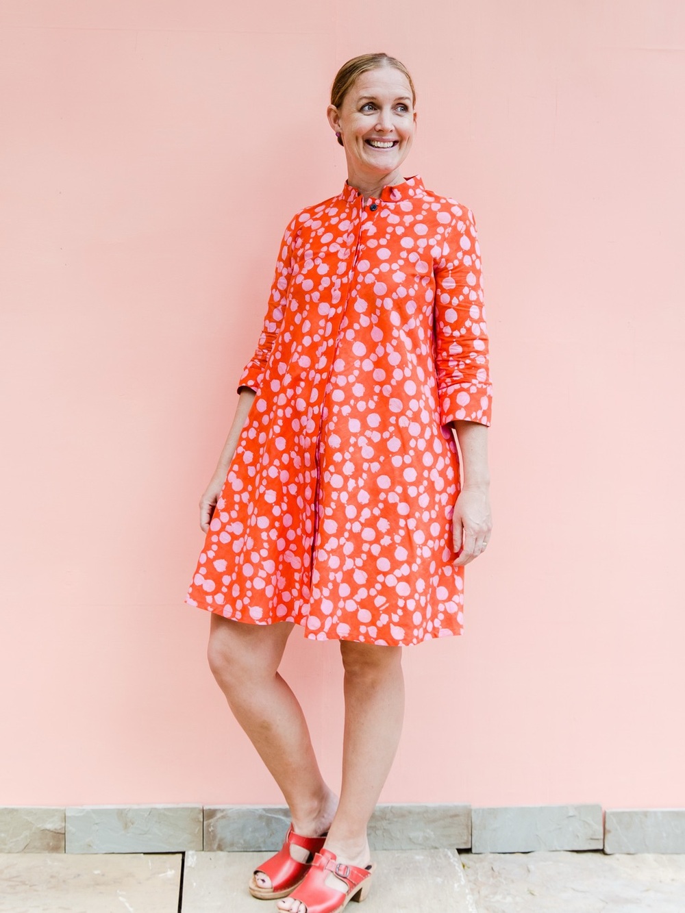 Zuri Kenya “Effervescence” Women’s Red and Pink Polka Dot A-Line Dress